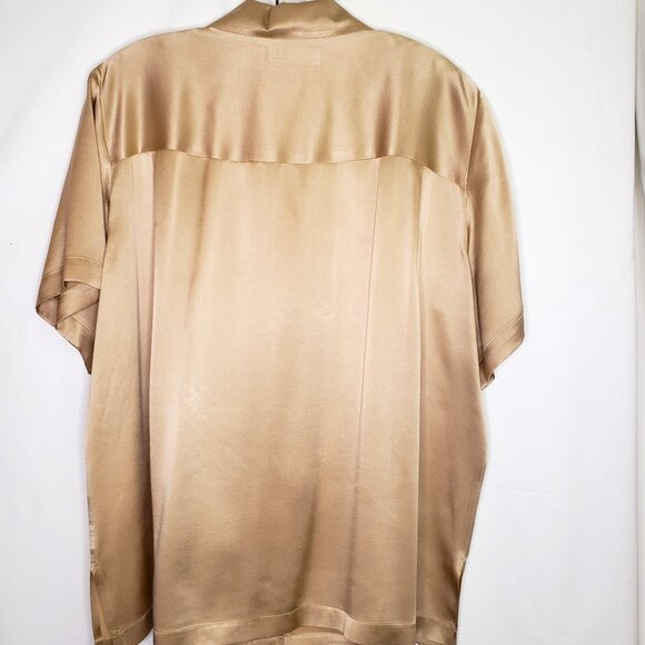Chaus Short Sleeve Blouse 100% Silk Bronze Color Size 14 - Picture 5 of 6